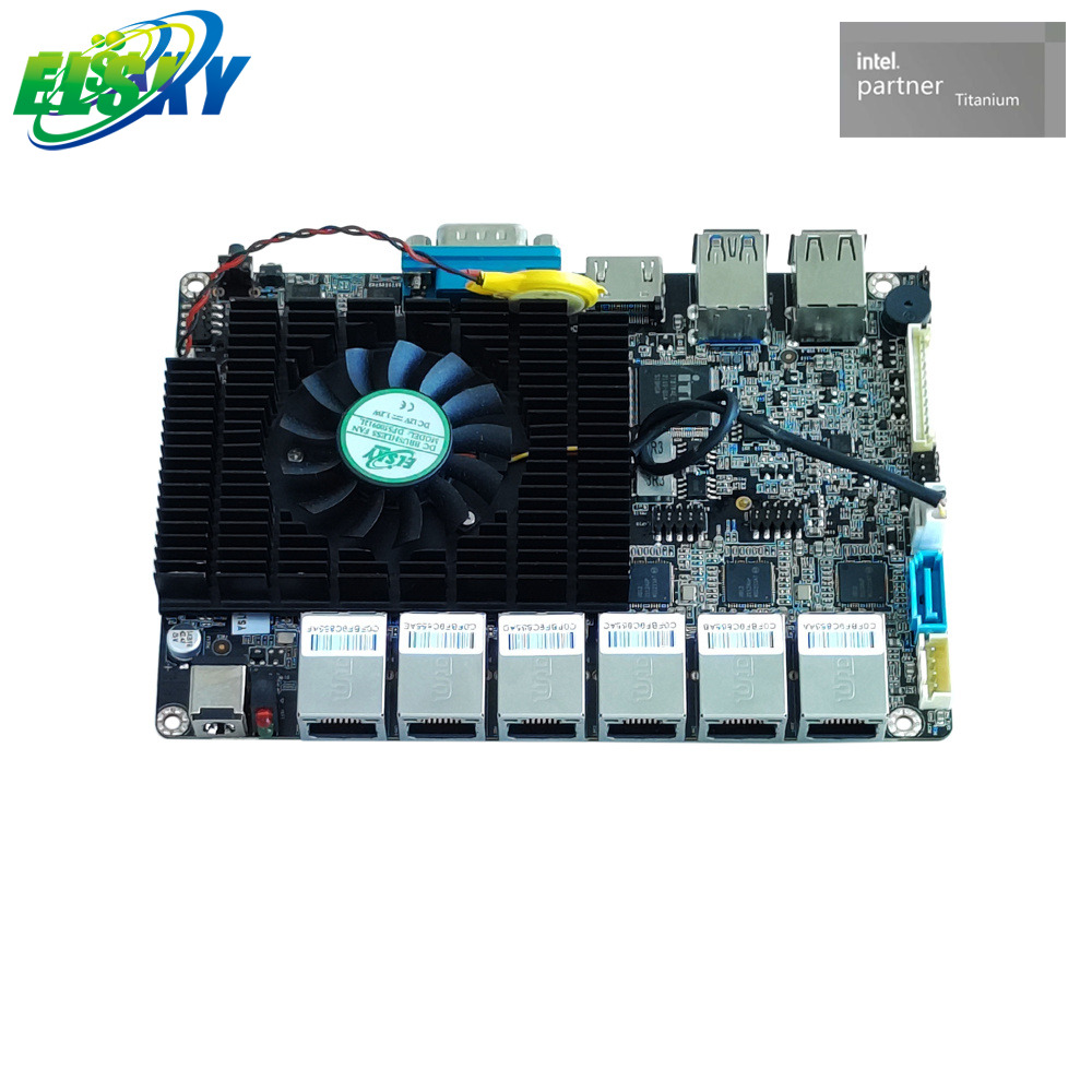 Placa base eficiente de 6 puertos RJ45-LAN para inform&aacute;tica, seguridad de red inteligente, pantalla comercial